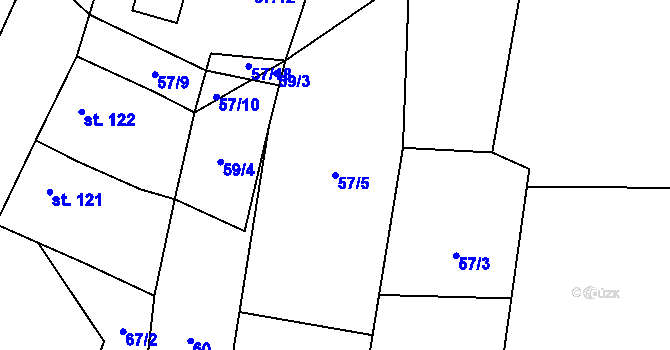 Parcela st. 57/5 v KÚ Drahotěšice, Katastrální mapa