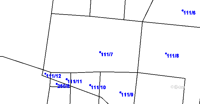 Parcela st. 111/7 v KÚ Drahotěšice, Katastrální mapa