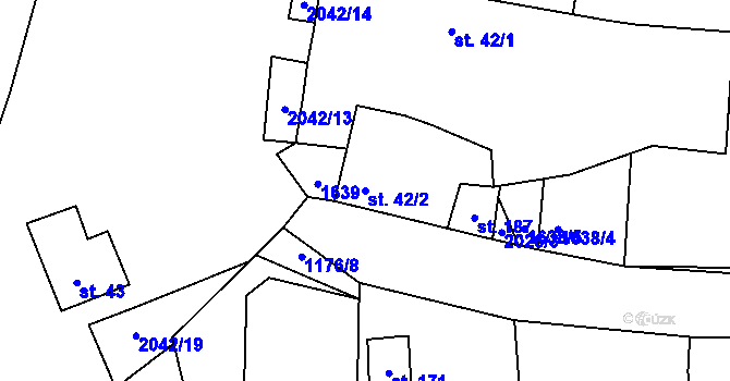 Parcela st. 42/2 v KÚ Radonice u Drahotěšic, Katastrální mapa