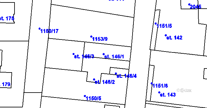 Parcela st. 146/1 v KÚ Radonice u Drahotěšic, Katastrální mapa