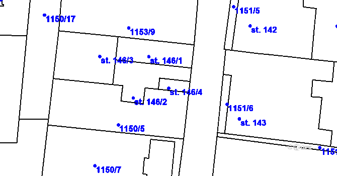 Parcela st. 146/4 v KÚ Radonice u Drahotěšic, Katastrální mapa