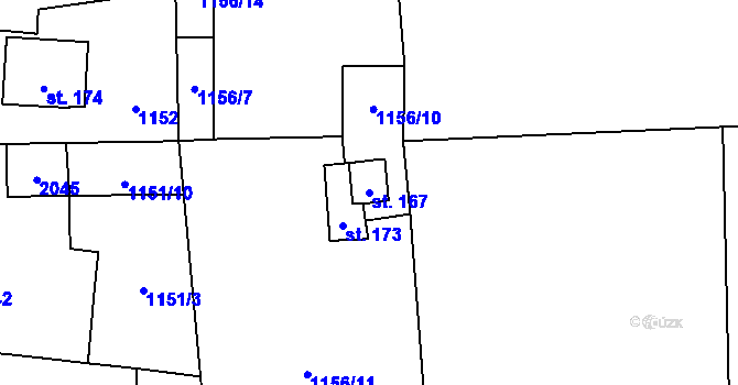 Parcela st. 167 v KÚ Radonice u Drahotěšic, Katastrální mapa