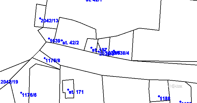 Parcela st. 2026/3 v KÚ Radonice u Drahotěšic, Katastrální mapa