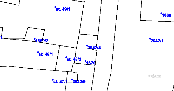 Parcela st. 2042/4 v KÚ Radonice u Drahotěšic, Katastrální mapa