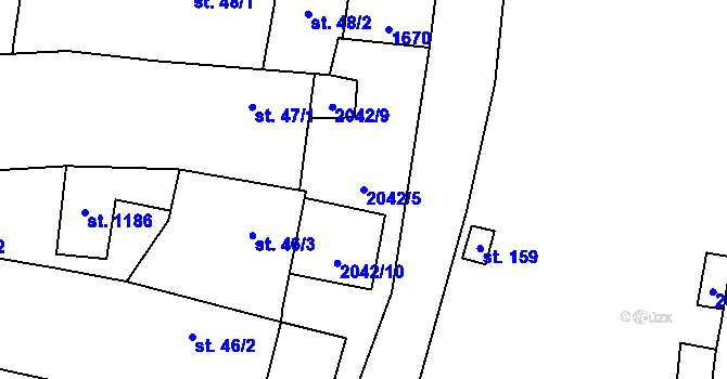 Parcela st. 2042/5 v KÚ Radonice u Drahotěšic, Katastrální mapa