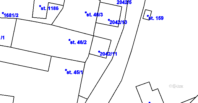 Parcela st. 2042/11 v KÚ Radonice u Drahotěšic, Katastrální mapa