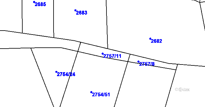 Parcela st. 2757/11 v KÚ Vlkov u Drahotěšic, Katastrální mapa