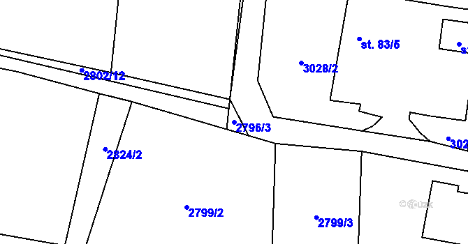 Parcela st. 2796/3 v KÚ Vlkov u Drahotěšic, Katastrální mapa