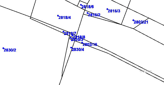 Parcela st. 2802/16 v KÚ Vlkov u Drahotěšic, Katastrální mapa