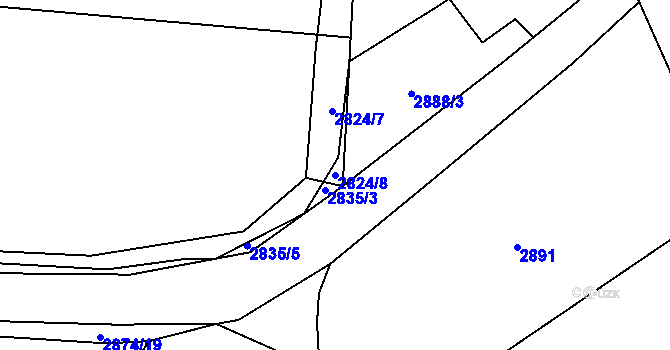 Parcela st. 2824/8 v KÚ Vlkov u Drahotěšic, Katastrální mapa