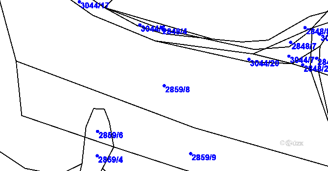 Parcela st. 2859/8 v KÚ Vlkov u Drahotěšic, Katastrální mapa