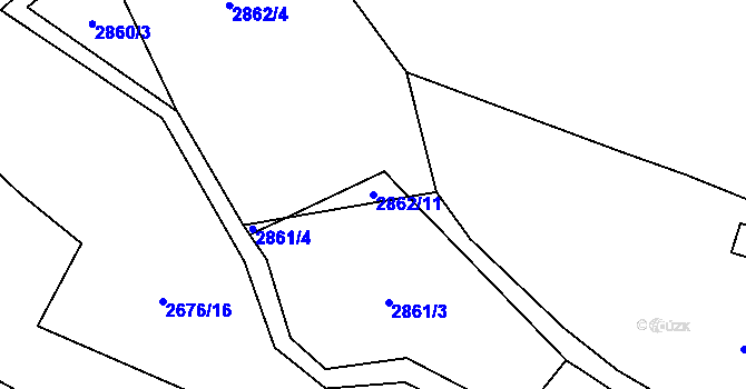 Parcela st. 2862/11 v KÚ Vlkov u Drahotěšic, Katastrální mapa