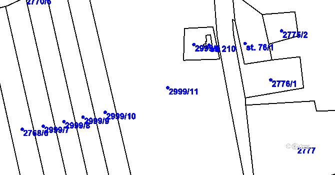 Parcela st. 2999/11 v KÚ Vlkov u Drahotěšic, Katastrální mapa