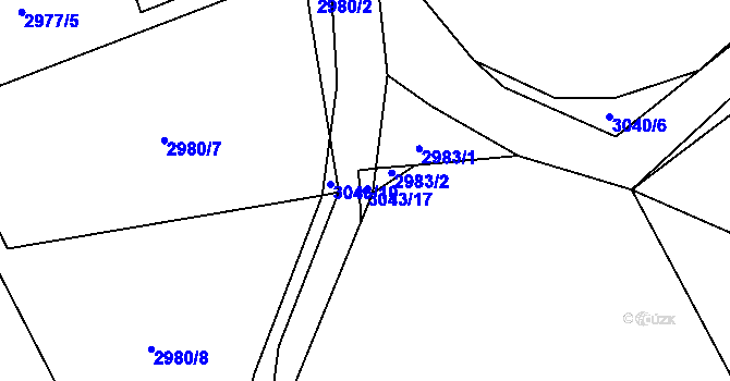 Parcela st. 3043/17 v KÚ Vlkov u Drahotěšic, Katastrální mapa