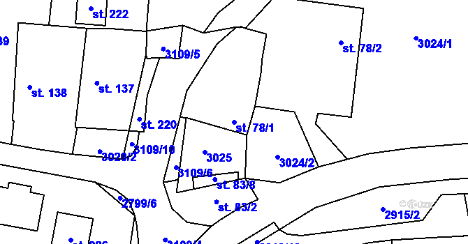 Parcela st. 78/1 v KÚ Vlkov u Drahotěšic, Katastrální mapa
