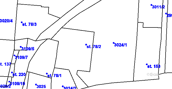 Parcela st. 78/2 v KÚ Vlkov u Drahotěšic, Katastrální mapa