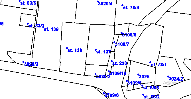Parcela st. 137 v KÚ Vlkov u Drahotěšic, Katastrální mapa