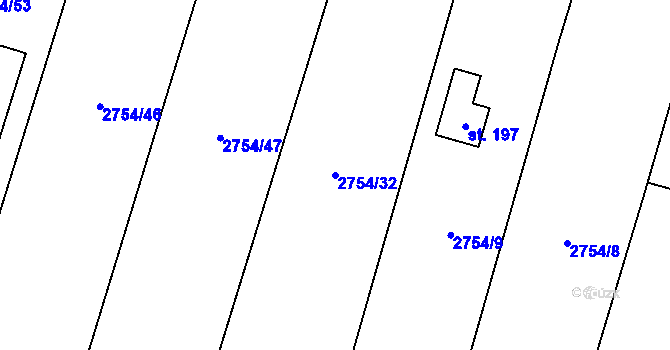 Parcela st. 2754/32 v KÚ Vlkov u Drahotěšic, Katastrální mapa