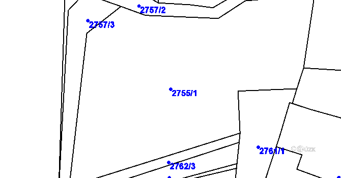 Parcela st. 2755/1 v KÚ Vlkov u Drahotěšic, Katastrální mapa