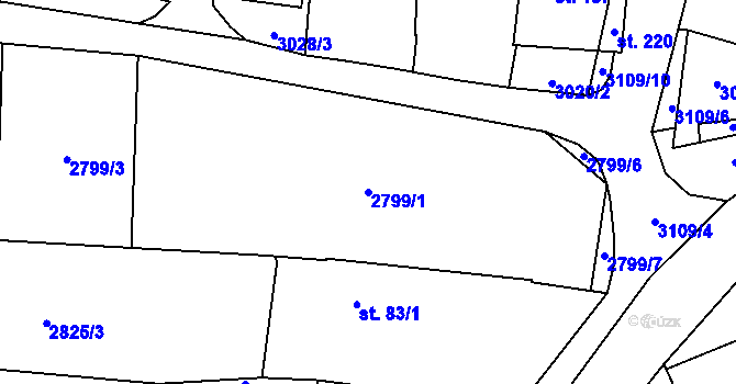 Parcela st. 2799/1 v KÚ Vlkov u Drahotěšic, Katastrální mapa
