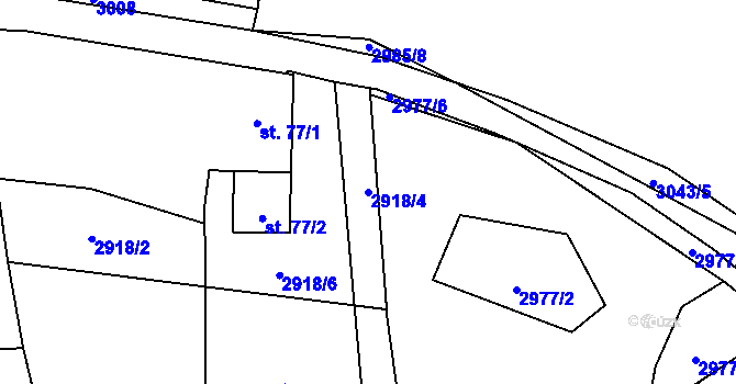 Parcela st. 2918/4 v KÚ Vlkov u Drahotěšic, Katastrální mapa