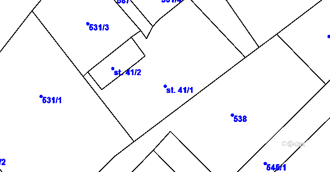Parcela st. 41/1 v KÚ Drahotice, Katastrální mapa