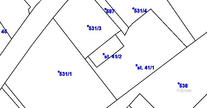 Parcela st. 41/2 v KÚ Drahotice, Katastrální mapa