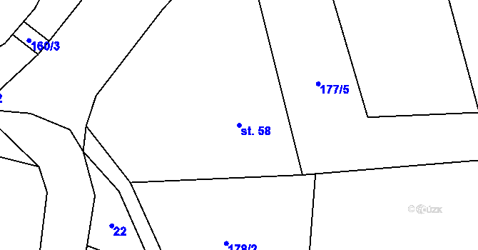 Parcela st. 58 v KÚ Drahotice, Katastrální mapa