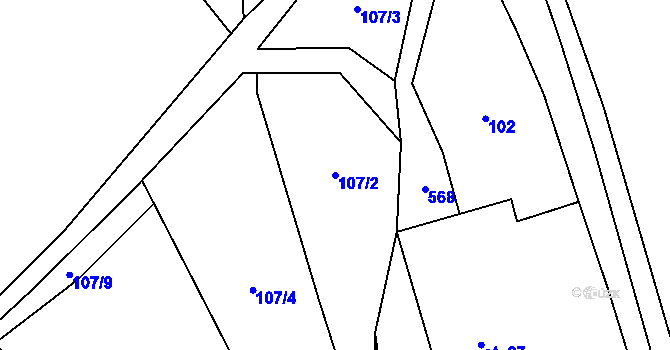 Parcela st. 107/2 v KÚ Drahotice, Katastrální mapa