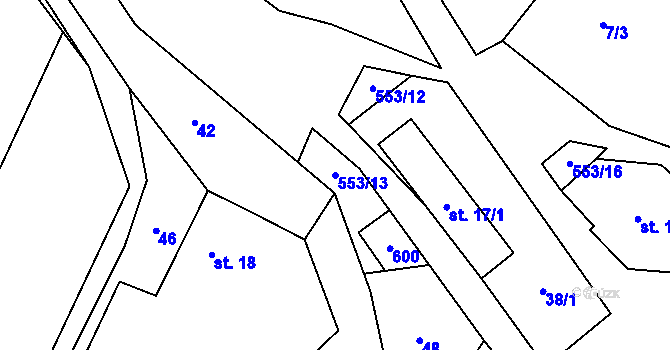 Parcela st. 553/13 v KÚ Drahotice, Katastrální mapa