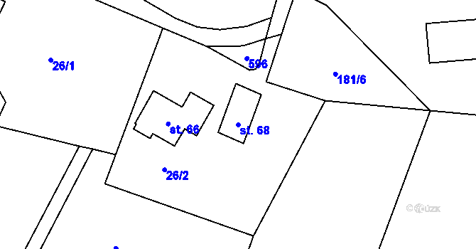 Parcela st. 68 v KÚ Drahotice, Katastrální mapa