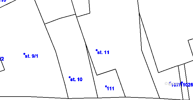 Parcela st. 11 v KÚ Drahotín, Katastrální mapa