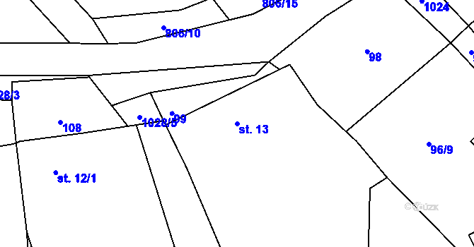 Parcela st. 13 v KÚ Drahotín, Katastrální mapa