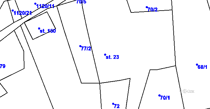 Parcela st. 23 v KÚ Drahotín, Katastrální mapa