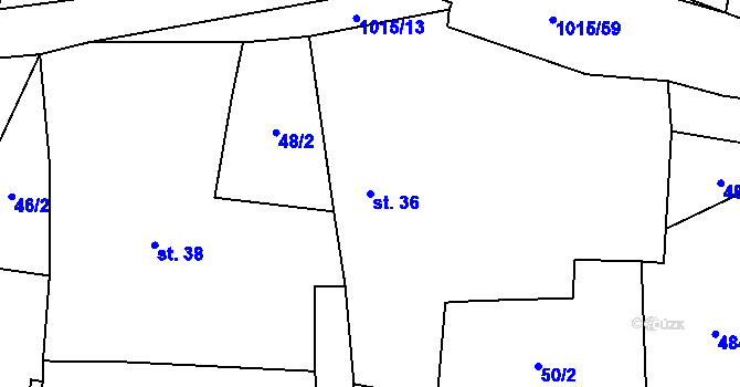 Parcela st. 36 v KÚ Drahotín, Katastrální mapa