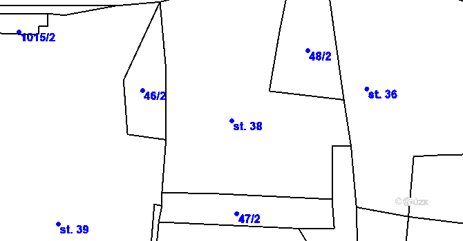 Parcela st. 38 v KÚ Drahotín, Katastrální mapa