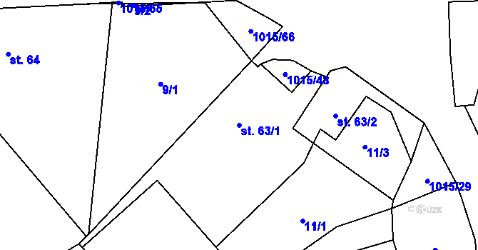 Parcela st. 63/1 v KÚ Drahotín, Katastrální mapa