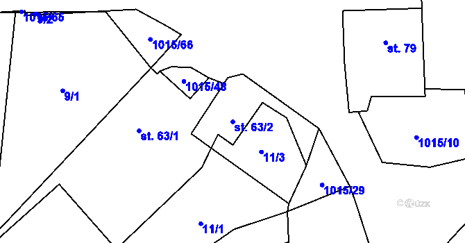 Parcela st. 63/2 v KÚ Drahotín, Katastrální mapa