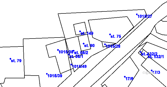 Parcela st. 90 v KÚ Drahotín, Katastrální mapa