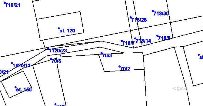 Parcela st. 70/3 v KÚ Drahotín, Katastrální mapa
