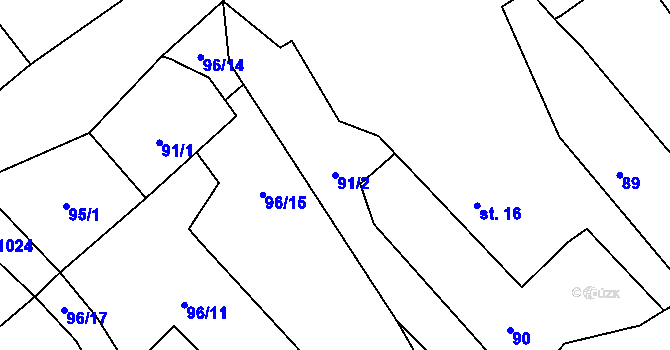 Parcela st. 91/2 v KÚ Drahotín, Katastrální mapa