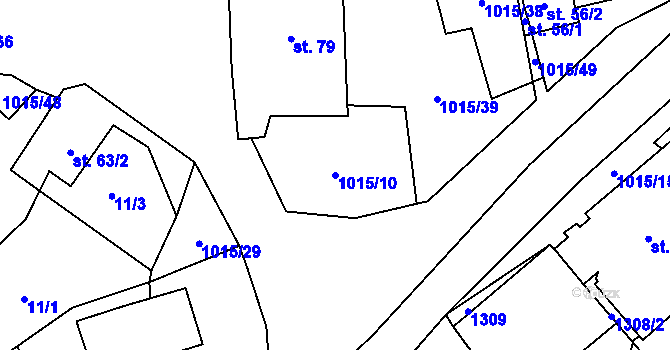 Parcela st. 1015/10 v KÚ Drahotín, Katastrální mapa