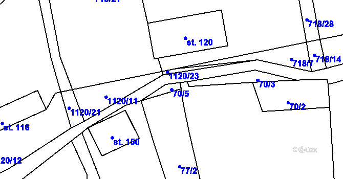 Parcela st. 70/5 v KÚ Drahotín, Katastrální mapa