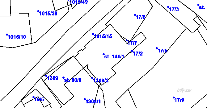 Parcela st. 141/1 v KÚ Drahotín, Katastrální mapa