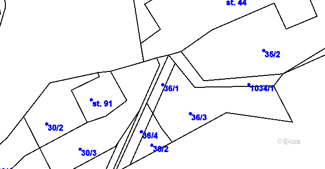 Parcela st. 36/1 v KÚ Drahotín, Katastrální mapa