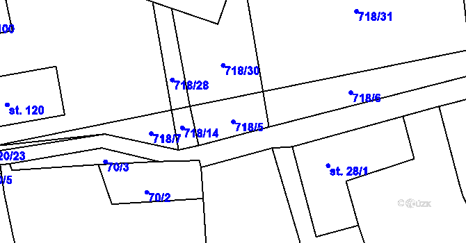 Parcela st. 718/5 v KÚ Drahotín, Katastrální mapa