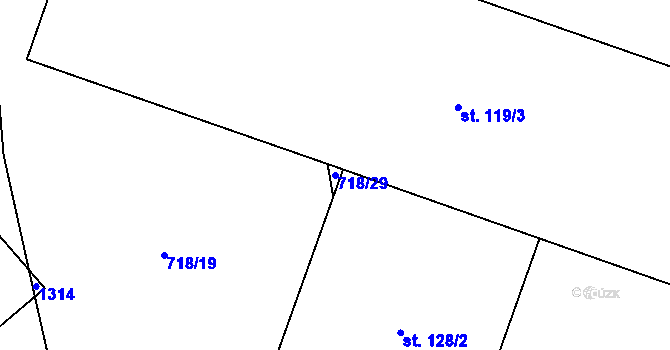 Parcela st. 718/29 v KÚ Drahotín, Katastrální mapa