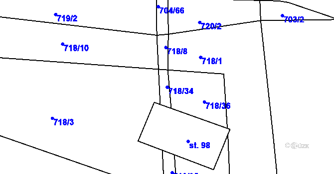 Parcela st. 718/34 v KÚ Drahotín, Katastrální mapa