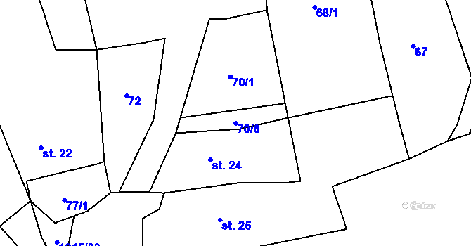 Parcela st. 70/6 v KÚ Drahotín, Katastrální mapa
