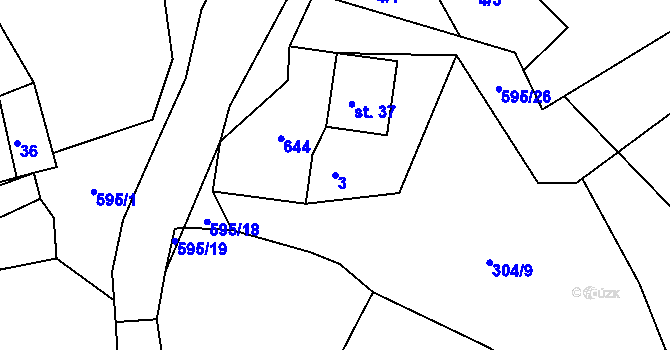Parcela st. 3 v KÚ Načetín u Drahotína, Katastrální mapa